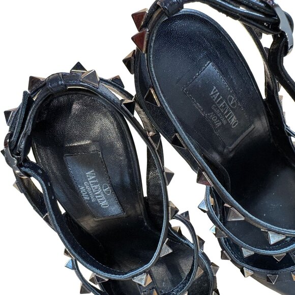 Valentino Garavani Noir Rockstud Caged Pointed Toe Stiletto Heels Size 38.5 - Picture 8 of 12